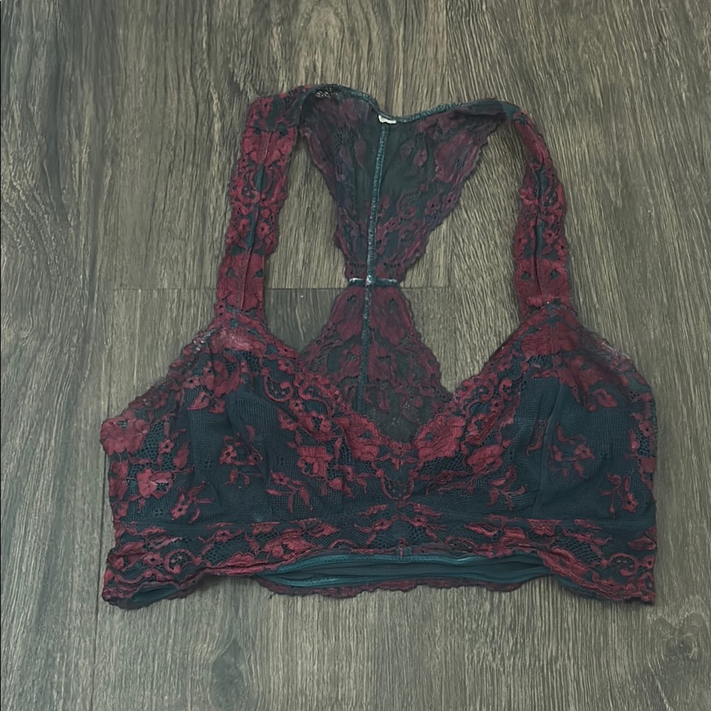 Mesh/Lace Bralette in Red and Navy